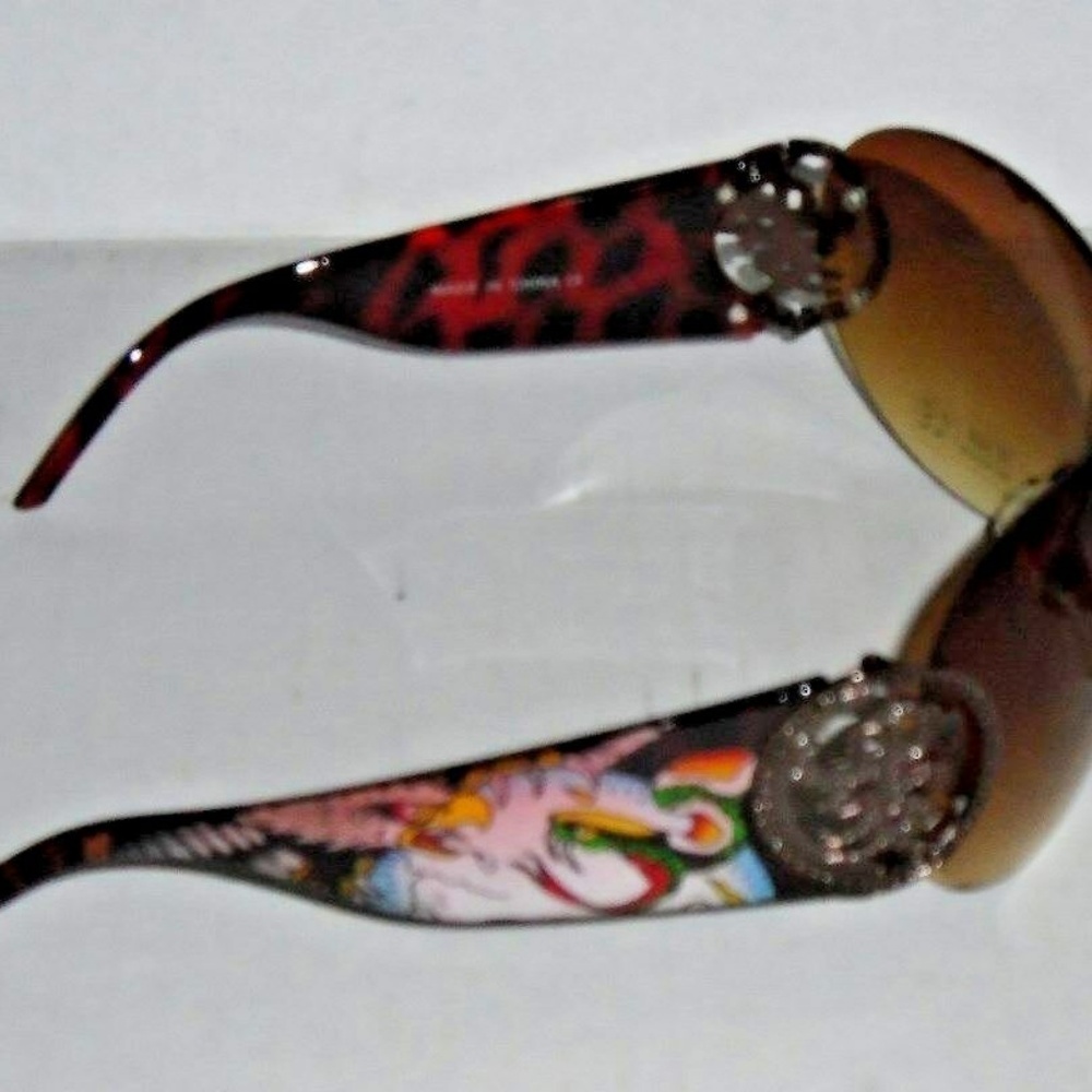 Vintage Rare Rimless Eagle Snake Asian Metal Accents Sunglasses